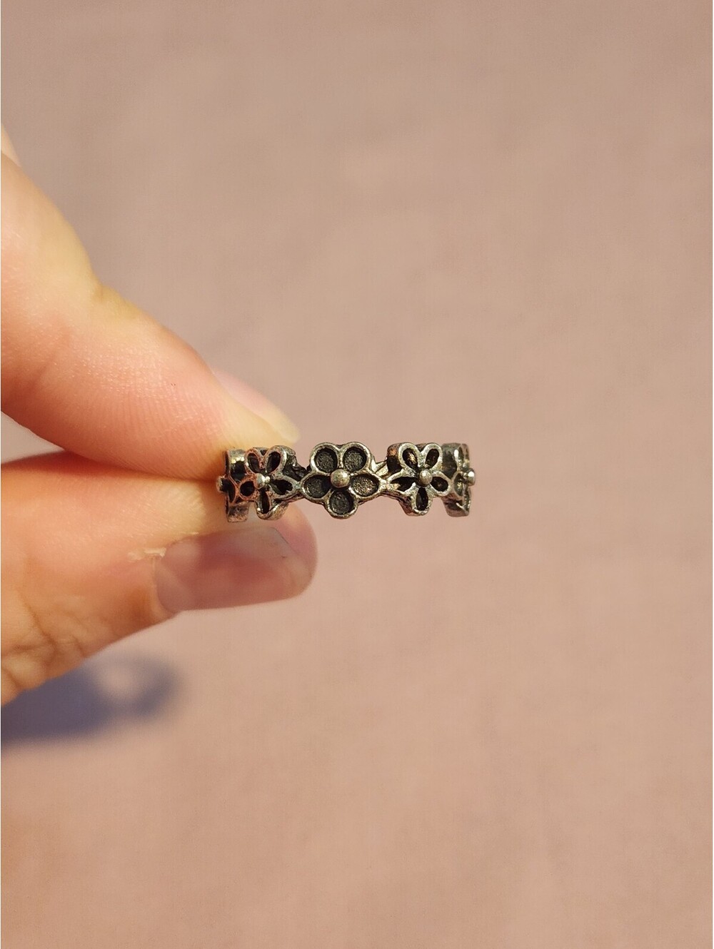 Vintage Silver Floral Band Ring